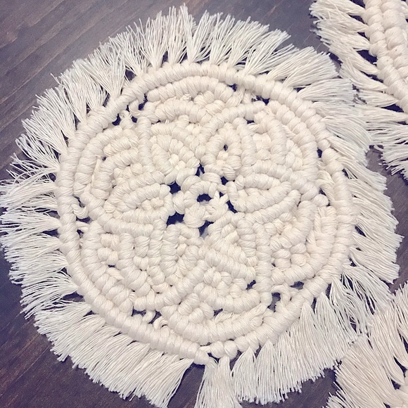 🆕🌸»-Handmade-»bÖhÖ-» [Set 4] Macrame Woven Flower Design Trivets | XL Coasters - Picture 11 of 17